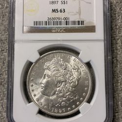 1897 Morgan Dollar. NGC MS63 !  