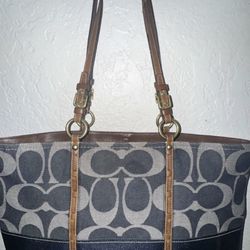 Coach Legacy Signature Jacquard Stripe Denim Tote 11180