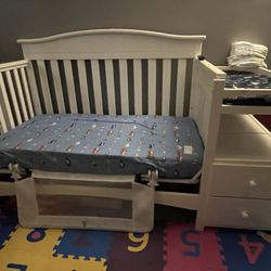 Toddler Bed With Safety Rail & Changing Table 