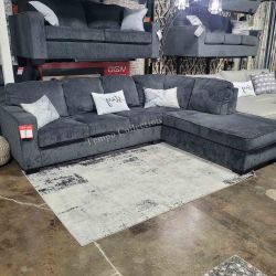 SECTIONAL CHAISE SOFA DARK  GREY - SLATE  - [NEW]