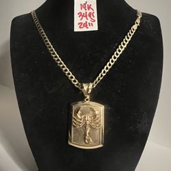 14K Solid Gold Chain and Pendant For Wedding 34Gr 24 Inches Long