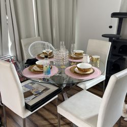 Glass Dining Room Table Set 