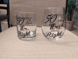 50th Wedding Anniversary Engraved Glasses