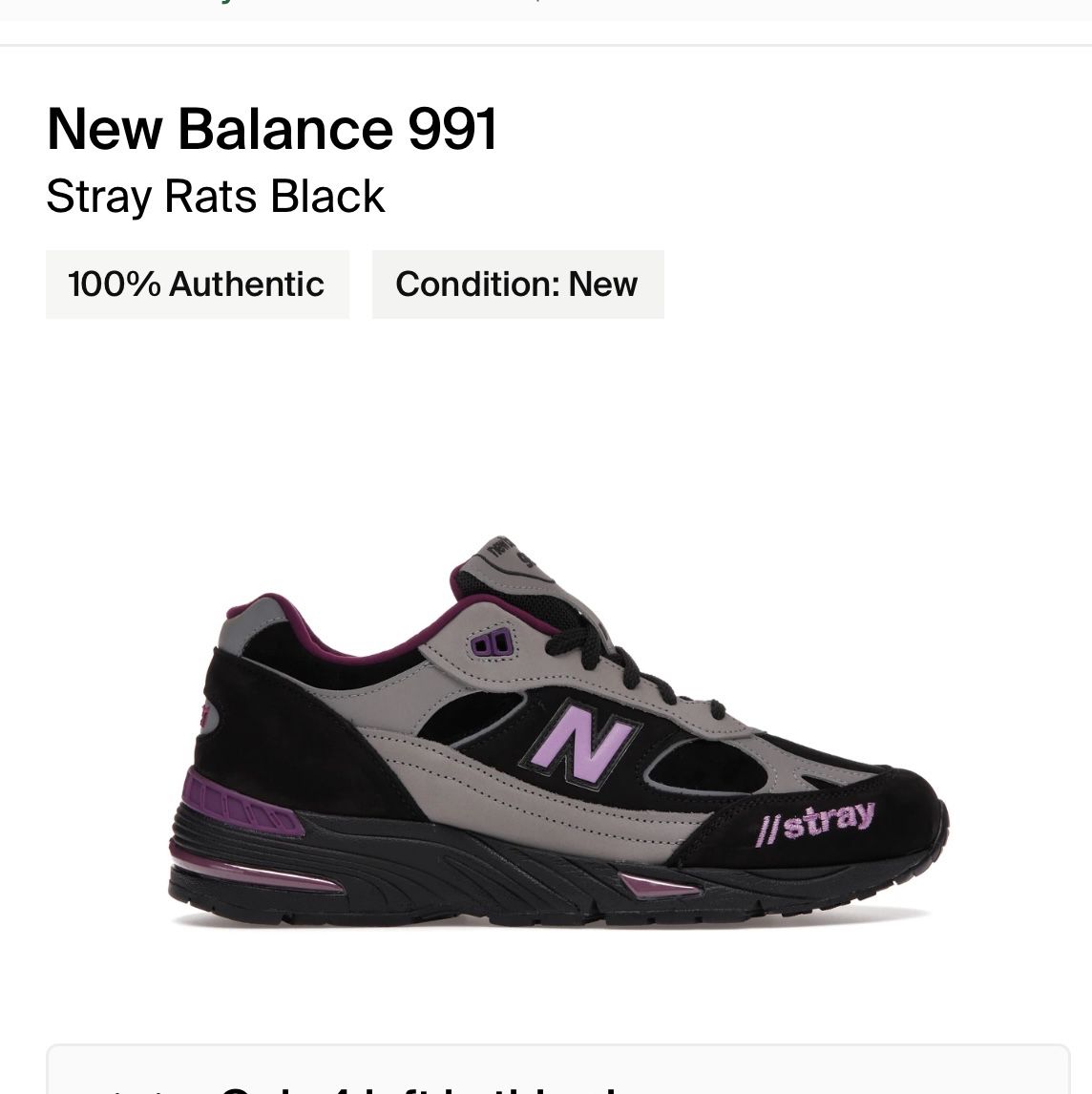 New Balance 991 Stray Rats Black Size 11 for Sale in FL - OfferUp
