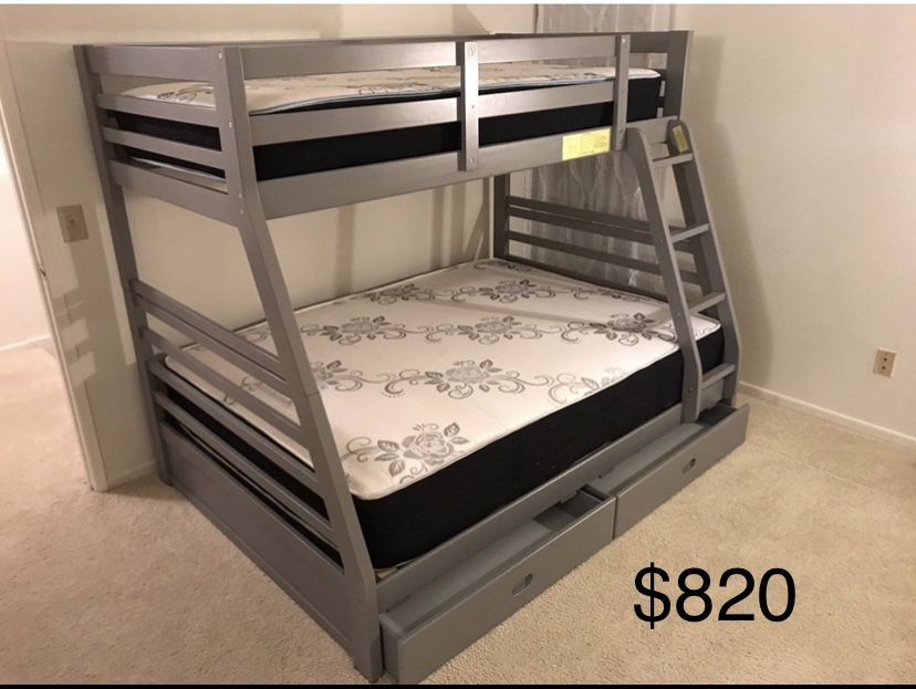 Expresso Full / Twin Wooden Bunkbed With Both Nice Mattresses Included,All Products : American Fashion Style Bags On Sale