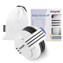 KINGKIDS Baby Ear Protection, Baby Noise Cancelling Headphones For Kids Infant Hearing Earmuffs For Toddlers Sleep Age 0-3 Black & White

