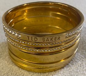 Ted Baker and Kate Spade Gold Plated Stackable Bangle Bracelet Setof 6