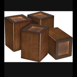 4 inch Wood Bed Risers Set of 4, Square Furniture Risers Couch Risers Heavy Duty Bed Lifters Brown Bed Frame Risers Blocks for Sofa, Chair …   