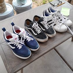 Pairs Of VANS Shoes Blue Or Black Size 10 $25 Each And Pair Of ADIDAS Shoes Size 11 $20