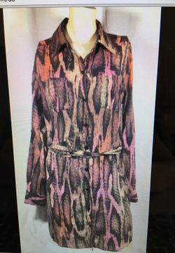 Guess silk charcoal pink dress w/ belt sz small