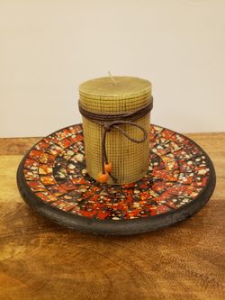Candle With Ceramic Plate