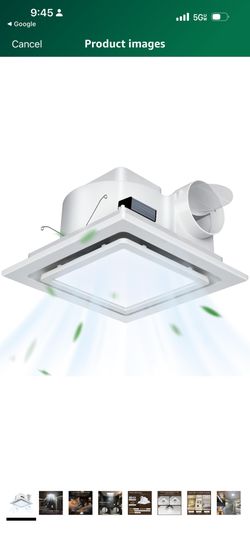12" Ultra Quiet Bathroom Fan w/LED Light, 1.0 Sone 141CFM 10x10 Mount