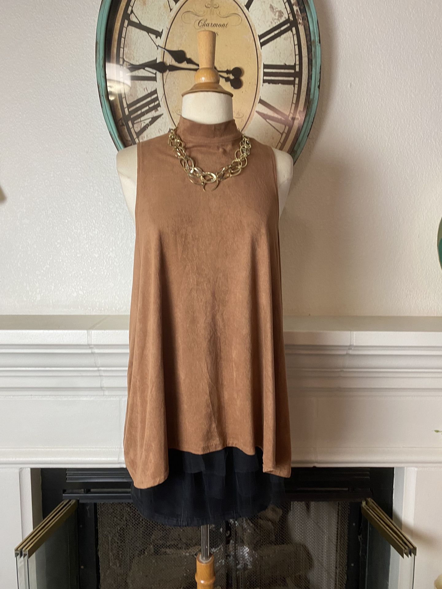 Sans Souci-Solid Mock Neck Turtleneck Tunic Top