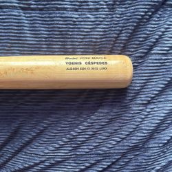 Yoenis Baseball Bat Game Used First Pitch 