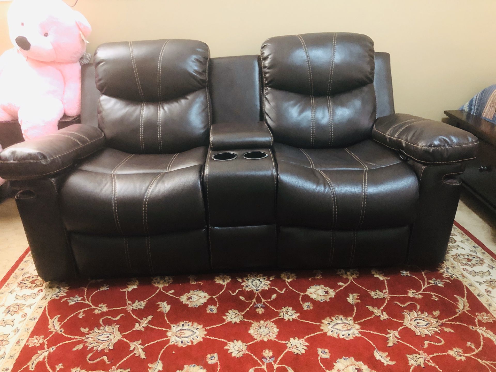 Brown leather sofa/Loveseat