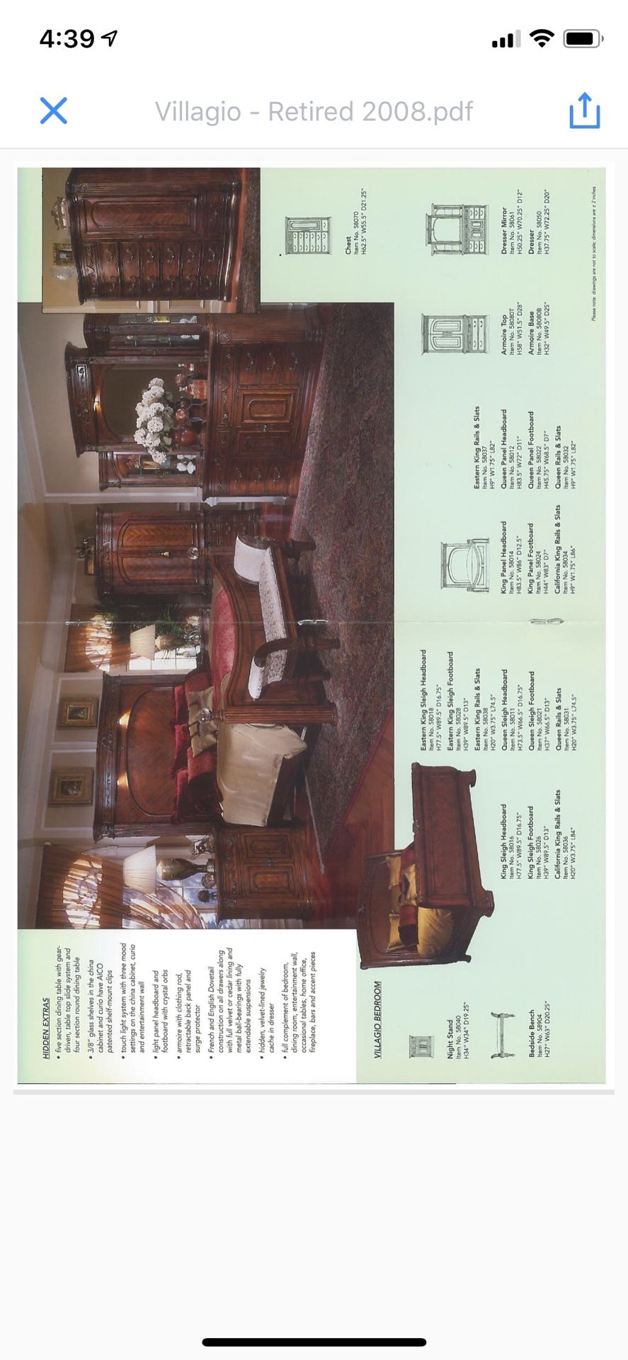 AICO Brand, Villagio Collection Dining Room Set/Bedroom Set