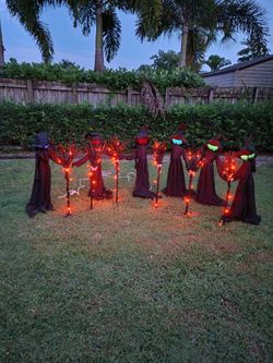 Set of 6 led 45"T Witches with Brooms 36"T (sold together only) all for $