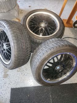 BMW 5x120 Beyern Mesh 18in Gloss Black Wheels Mirror Cut Lip Blizzak 235/55R18
