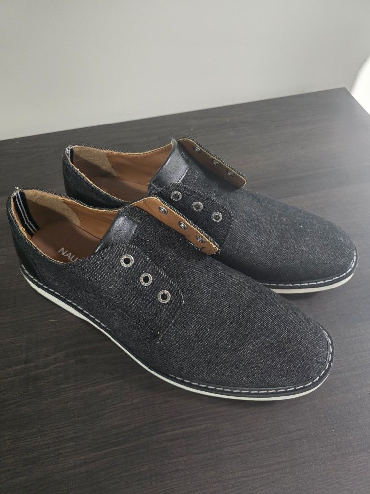 Men's Nautica Black Denim Ardmore Style Loafers Size 10.5