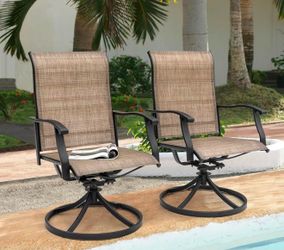 Outdoor Swivel Patio Dining Chairs Set of 2, All-Weather Textilene Dining Chairs with Metal Frame for Patio,