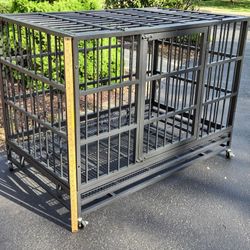 48 Inch Heavy Duty Dog Crate with Wheels for Indoor and Outdoor, Extra large. Holmdel