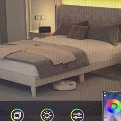 King Size Bed Frame With LED Light 