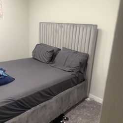Grey queen size bed frame 