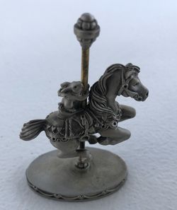 Vintage Hudson Fine Pewter Carousel Horse Figurine Bunny Rabbit 1984 # 3280