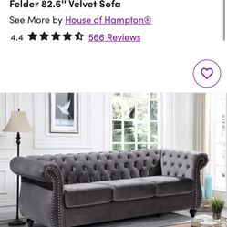 Felder Velvet Sofa (Black)