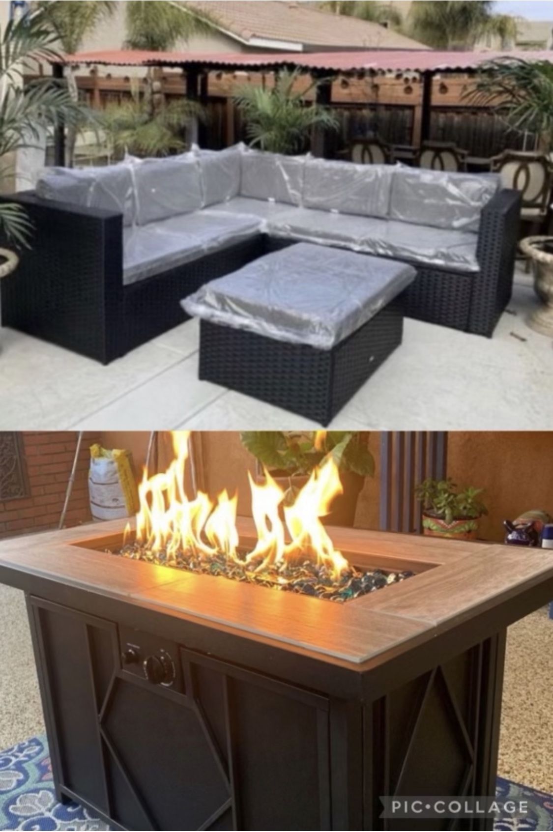 Patio Outdoor Furniture Set With Fire Pit Propane 42”