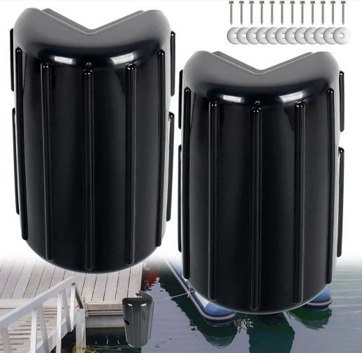 Set Of 2 Black 8"x16" Corner Boat Dock Bumpers Fenders Marine Grade NEW