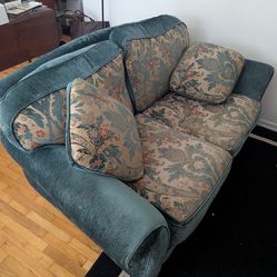 Vintage Green Velvet Couch
