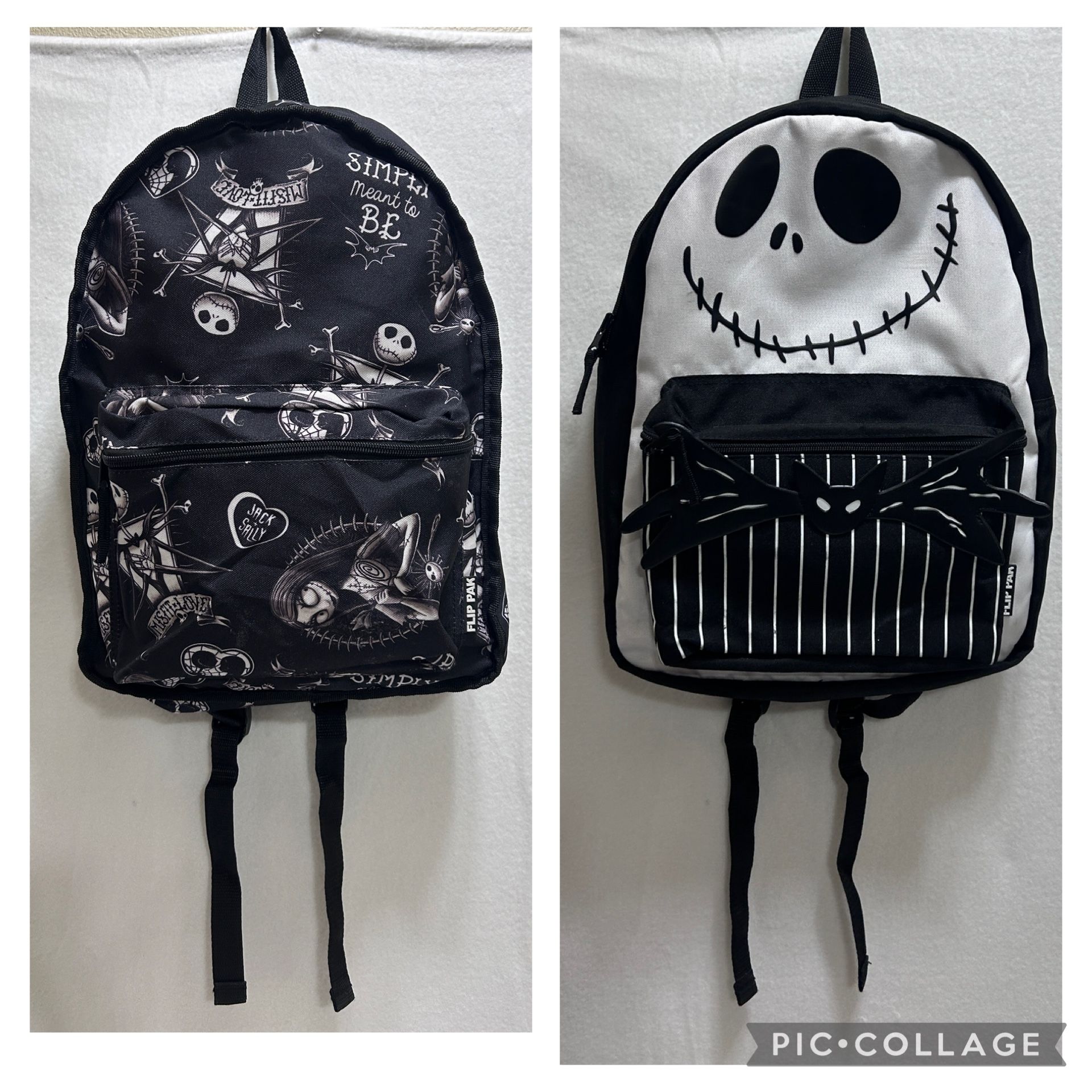 Disney Nightmare Before Christmas Flip Pak Reversible Backpack Jack & Sally Blk