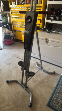 MaxiClimber is a mountain-climbing simulator exercise machine designed for a full-body workout.