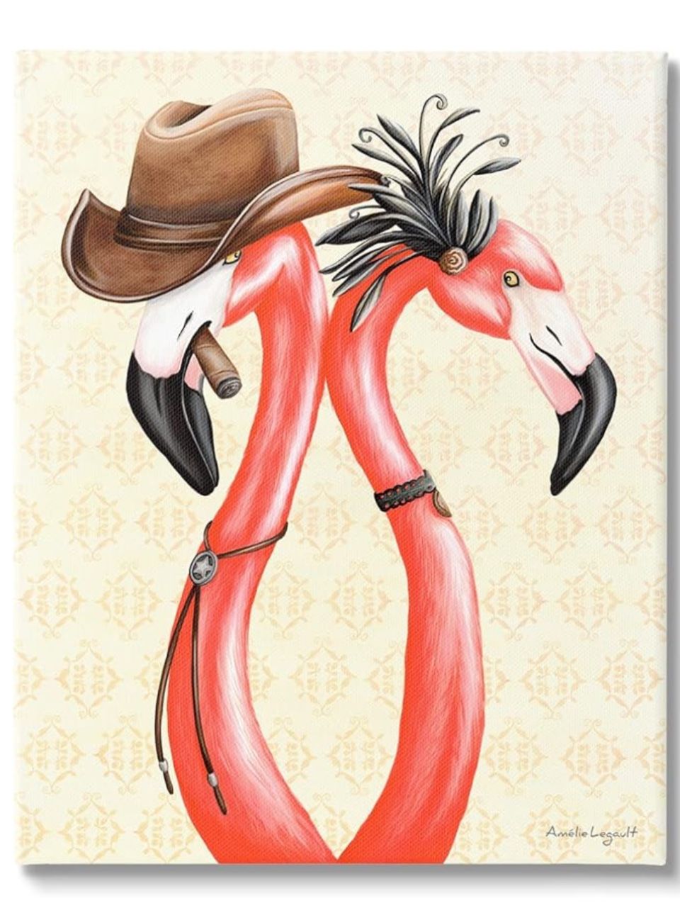 Stupell Industries Vintage Flamingos Cowboy Hat Antique Fashion Outfit, Design by Amelie Legault, 36
