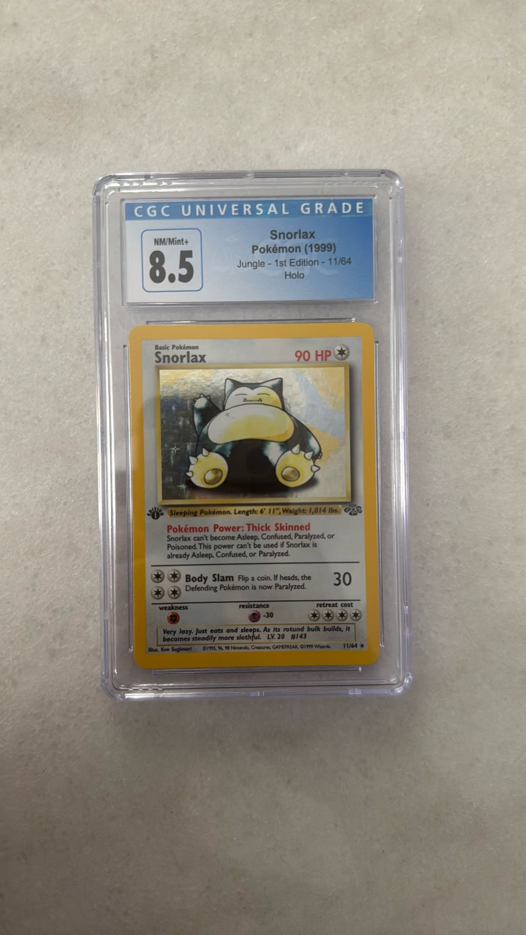 Snorlax 1st Edition Jungle Holo CGC 8.5