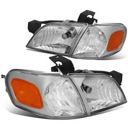 97-05 Chevy Venture, 97-04 Oldsmobile Silhouette OE Style Headlights, Chrome Housing Amber Corners
