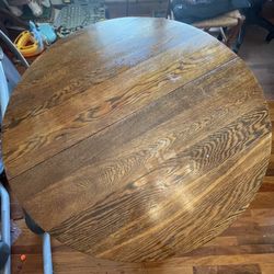 Vintage Solid Oak 40 Inch Round Table - 29 Inch Tall