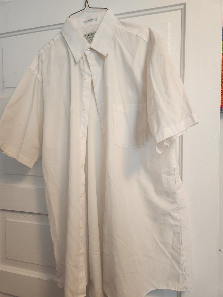 Van Hausen Size 16 White Short Sleeve Dress Shirt Button Up 
