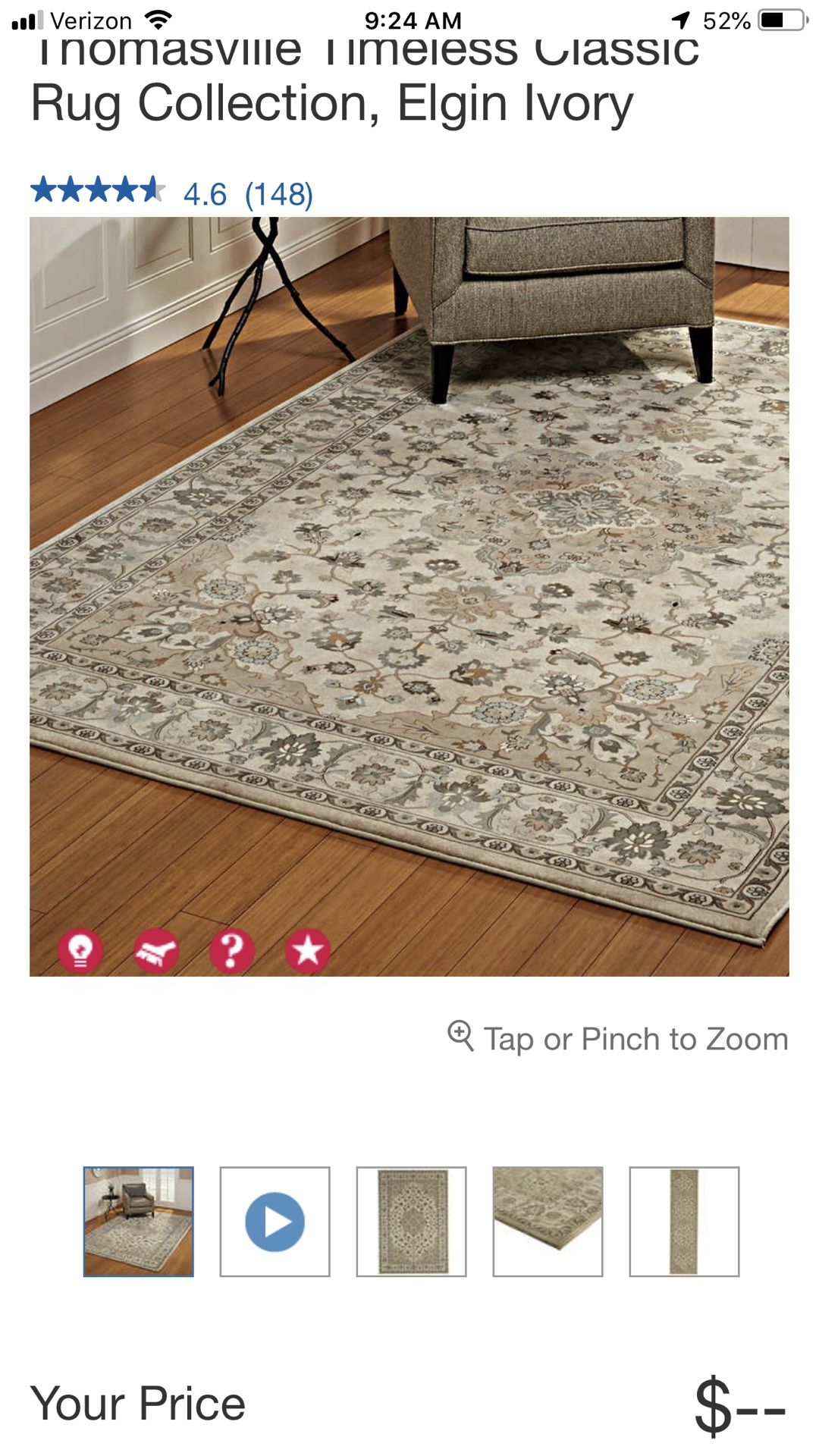 Thomasville Timeless Classic Rug Elgin Ivory 7’ 10”x 10’ for Sale in