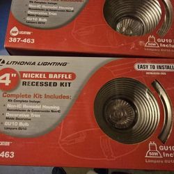 6 - Lithonia Lighting 4" Recessed Light Kit, Nickel Baffle