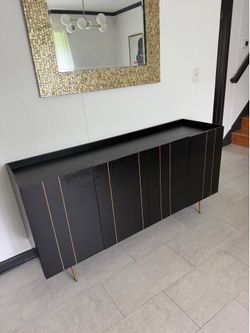 Modern Black Sideboard / Bar Cabinet with Gold Legs