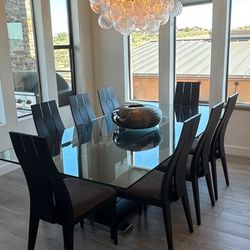Contemporary Italian Dining Room Table W/ 8 Chairs 