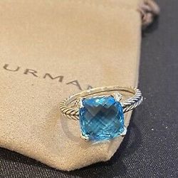 David Yurman 11mm Blue Topaz Chatelaine Ring