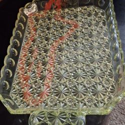 Vintage Uranium Glass Serving Tray