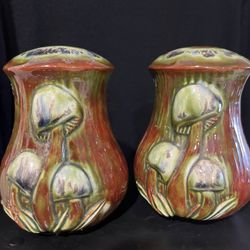 Vintage Large Ceramic Mushroom Salt And Pepper Shakers, No Stoppers