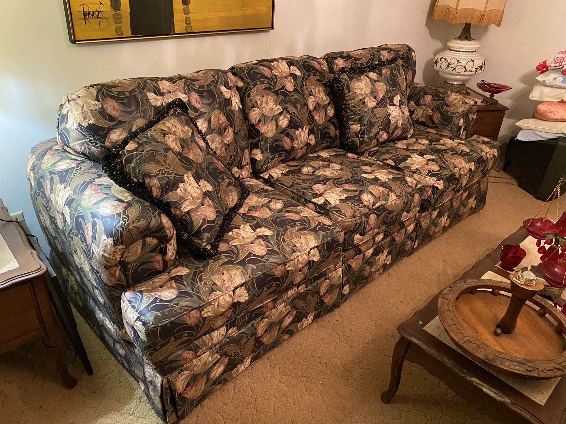 Vintage Floral Couch, Loveseat, And Armchair