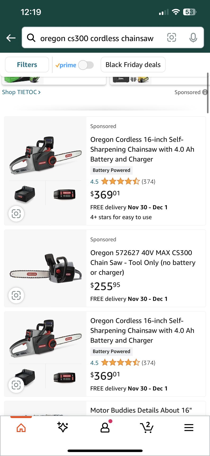 New In Box Oregon Chainsaw, Battery, And Charger