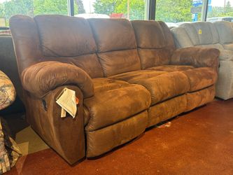 BENCHCRAFT Cognac Brown Manual Recliner Sofa