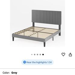 VELVET GREY FULL BED FRAME